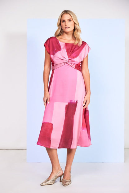 Kate Cooper KCS26145 Tonal Block Print Dress With Knot At Bust