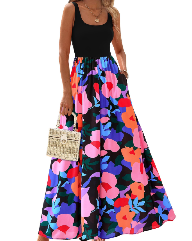Belinda – Vestito Maxi In Stile Bohemien Senza Maniche Con Tasche