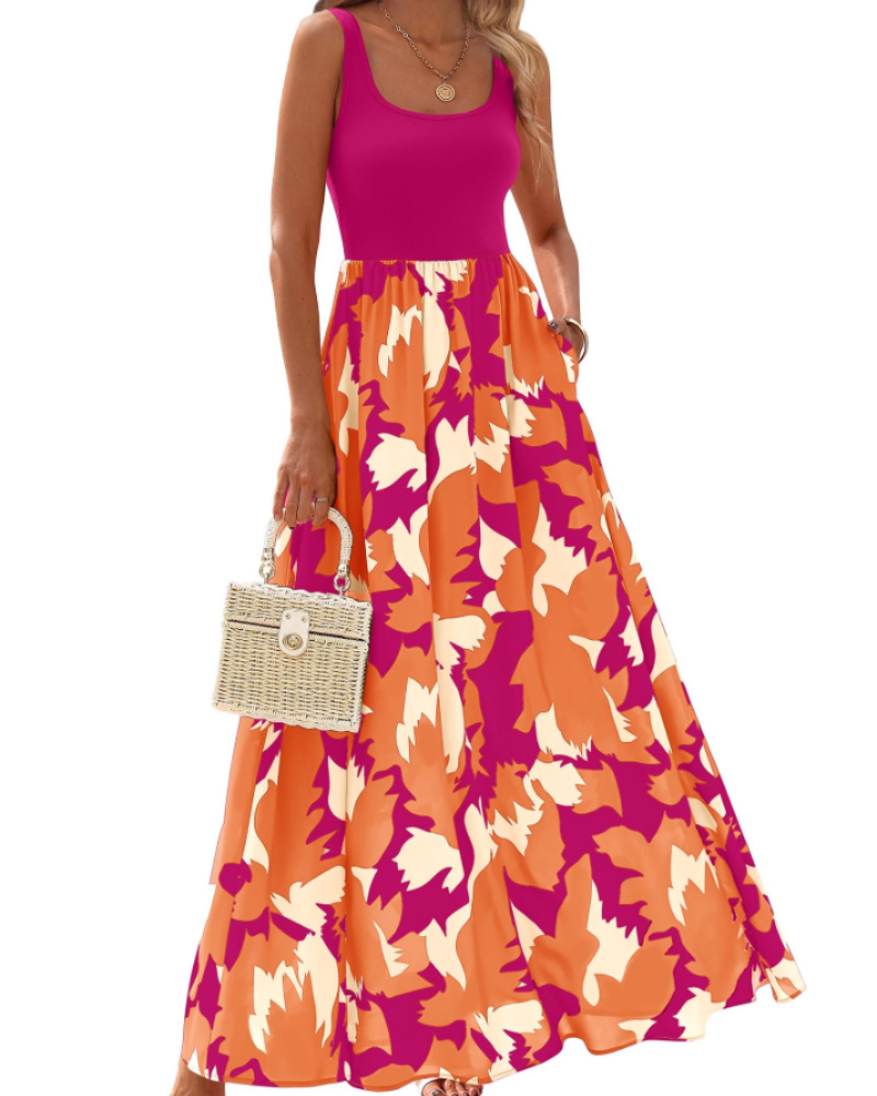 Belinda – Vestito Maxi In Stile Bohemien Senza Maniche Con Tasche