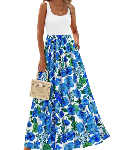 Belinda – Vestito Maxi In Stile Bohemien Senza Maniche Con Tasche