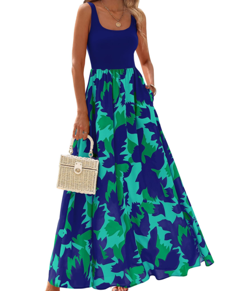 Belinda – Vestito Maxi In Stile Bohemien Senza Maniche Con Tasche