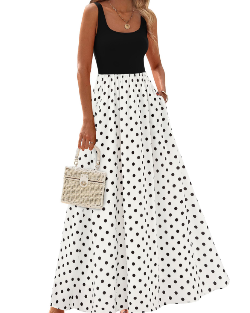 Belinda – Vestito Maxi In Stile Bohemien Senza Maniche Con Tasche