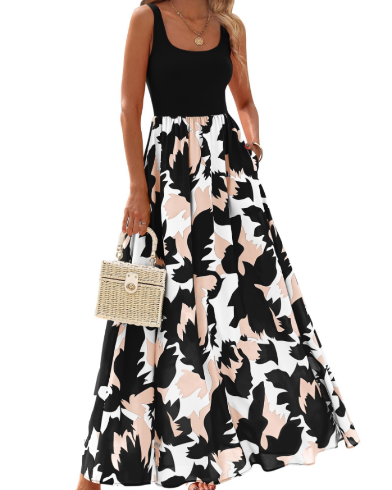 Belinda – Vestito Maxi In Stile Bohemien Senza Maniche Con Tasche