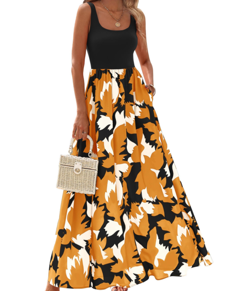Belinda – Vestito Maxi In Stile Bohemien Senza Maniche Con Tasche