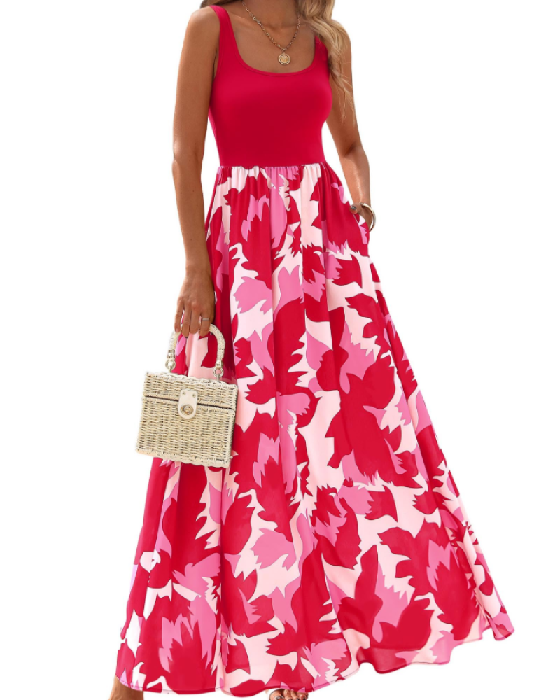 Belinda – Vestito Maxi In Stile Bohemien Senza Maniche Con Tasche