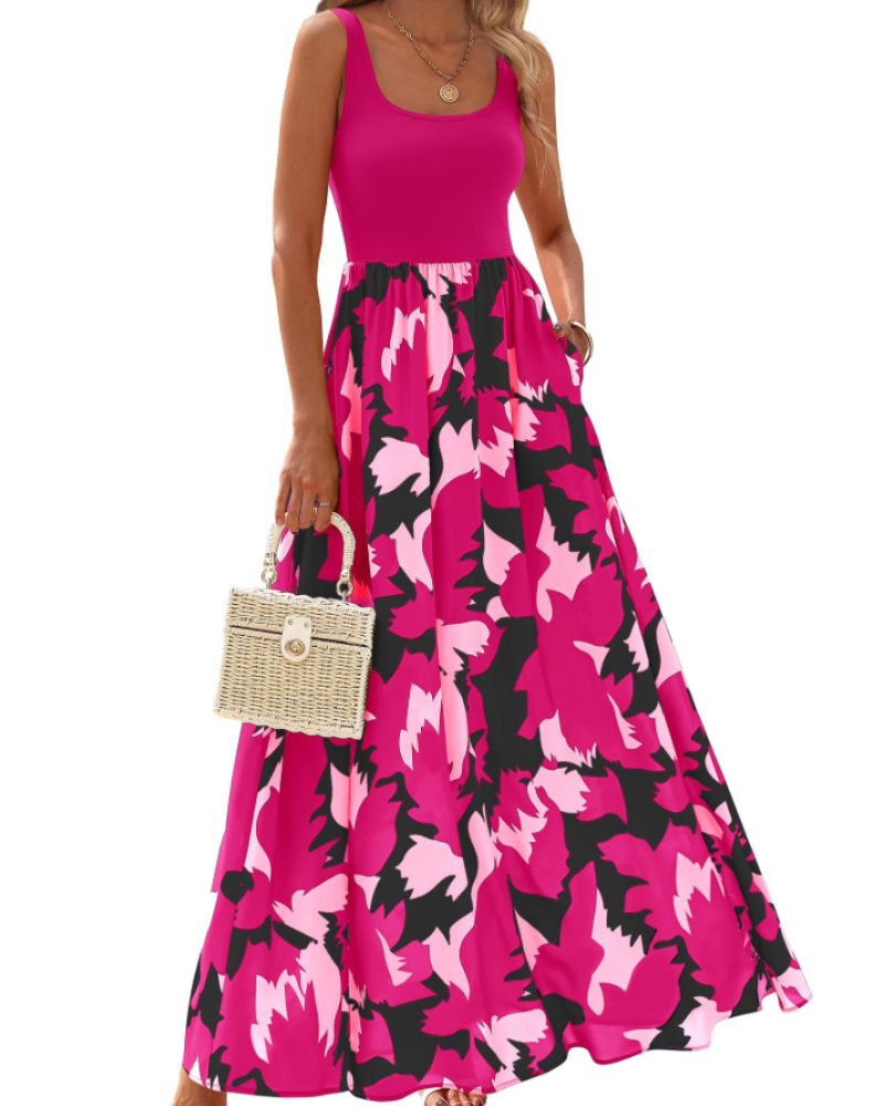 Belinda – Vestito Maxi In Stile Bohemien Senza Maniche Con Tasche