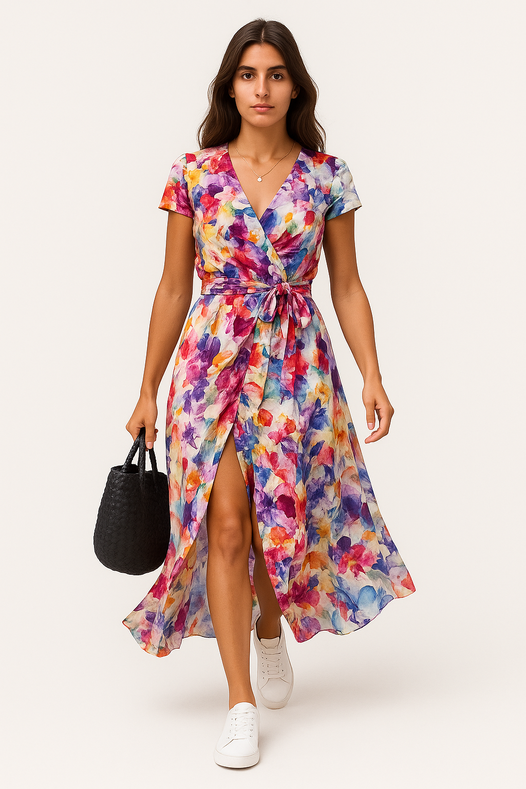 Katia – Abito Estivo Donna Colorato con Scollo a V Fiori