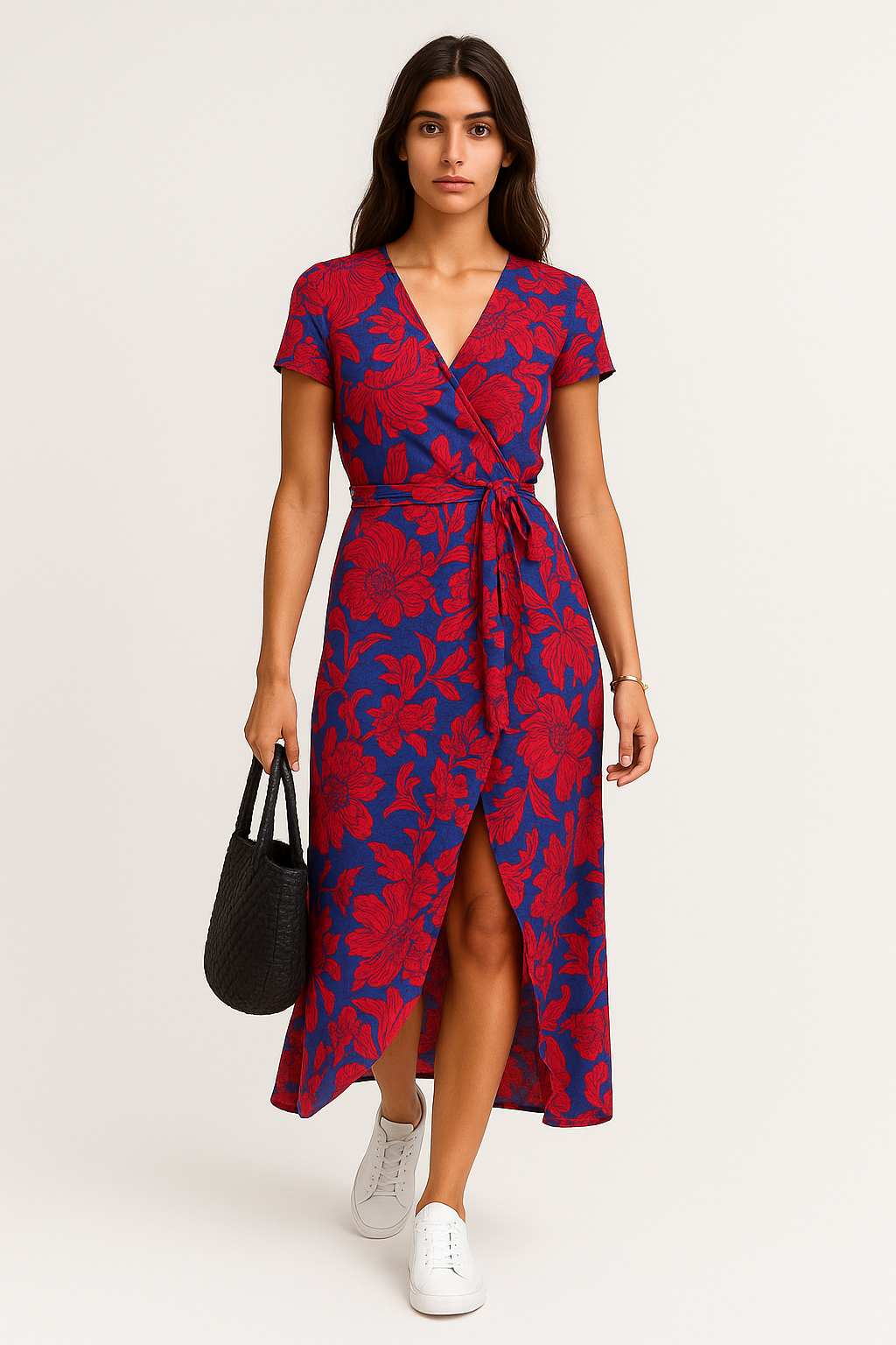 Katia – Abito Estivo Donna Colorato con Scollo a V Rosa/Blu