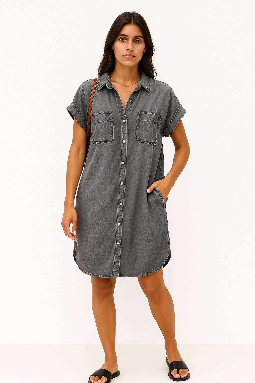 Kelly – Abito Donna in Denim Elegante e Versatile Grigio