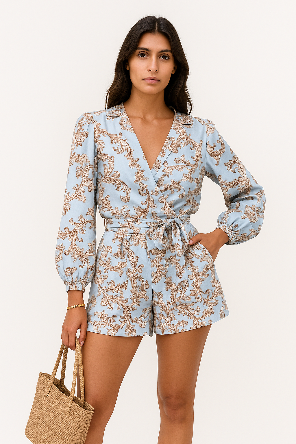 Kendra – Tuta Sexy con Scollo a V Profondo Elegante Blu