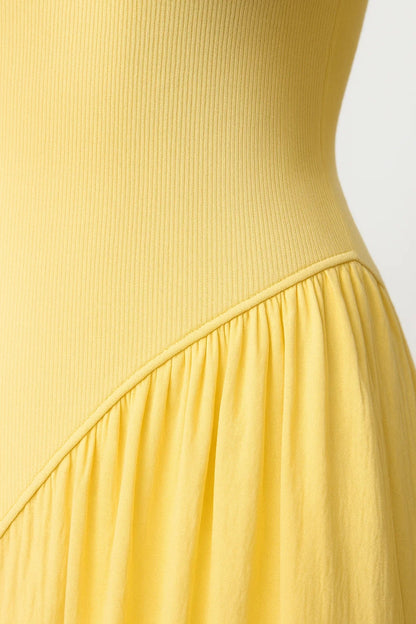 Kimberly – Abito Lungo Giallo con Scollo all’Americana Giallo