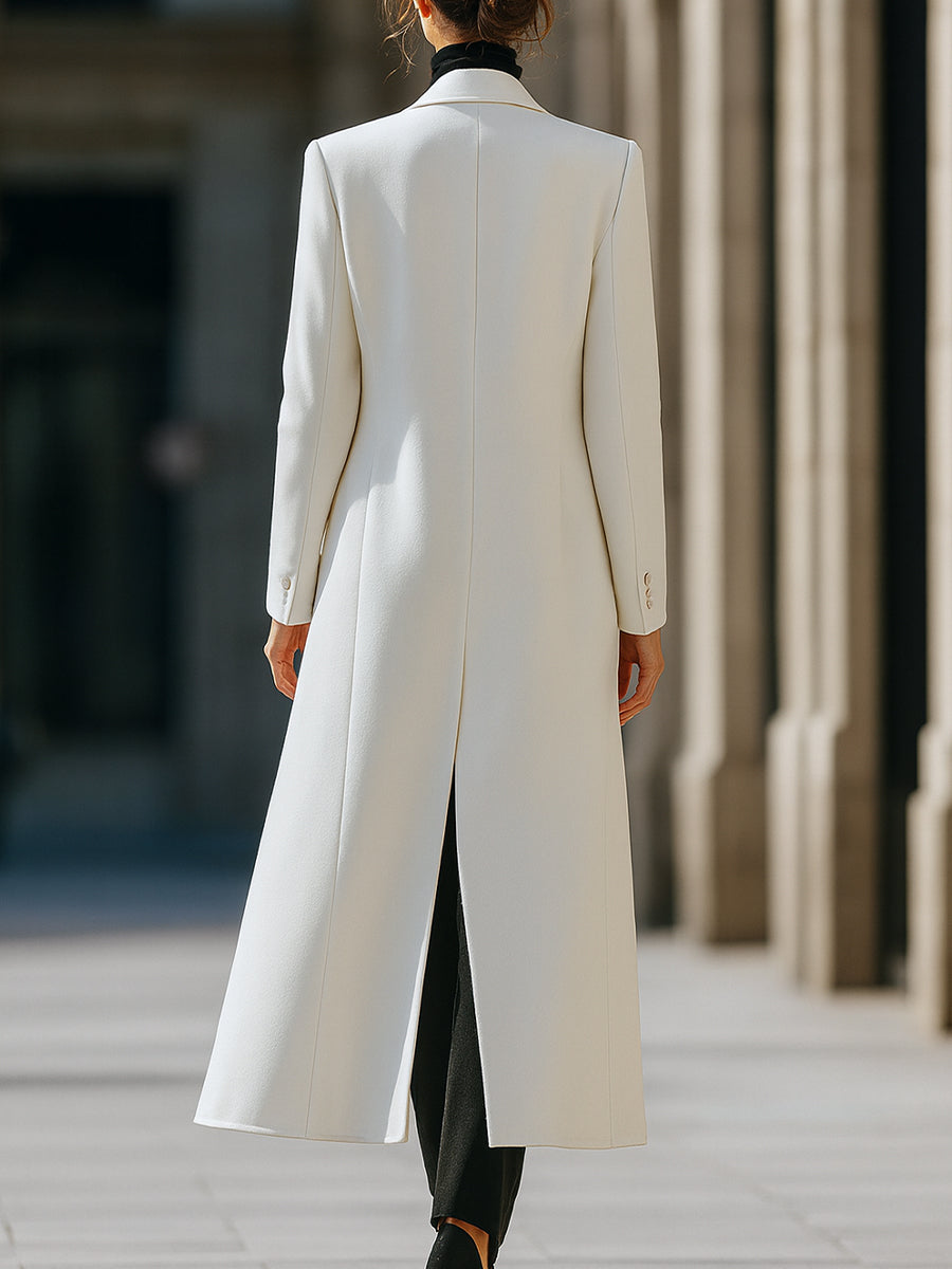 Laura - Cappotto Lungo Bianco in Lana Elegante Bianco