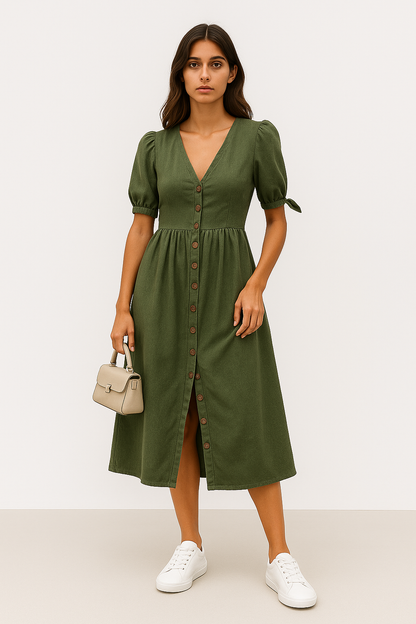 Letizia - Abito Donna Denim Elegante e Versatile VerdeVerde