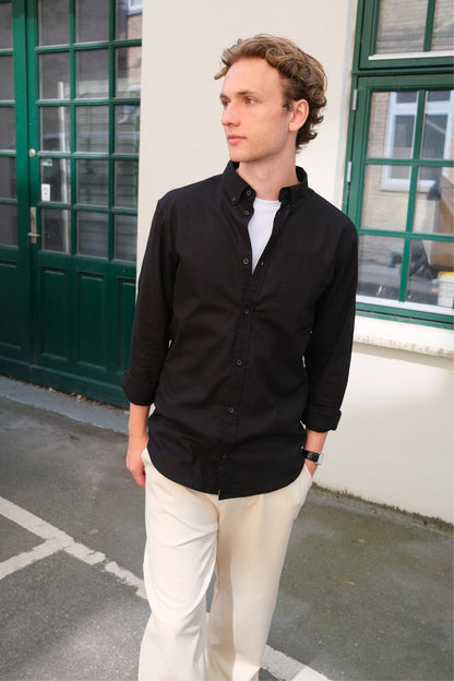 Luigi - Camicia Uomo Nera Elegante Stile Professionale