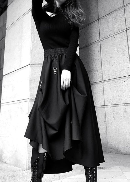 Speranza - Gonna estiva nera asimmetrica in cotone donna