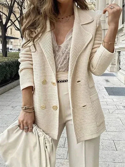 Loredana - Blazer in Maglia Elegante e Versatile Beige