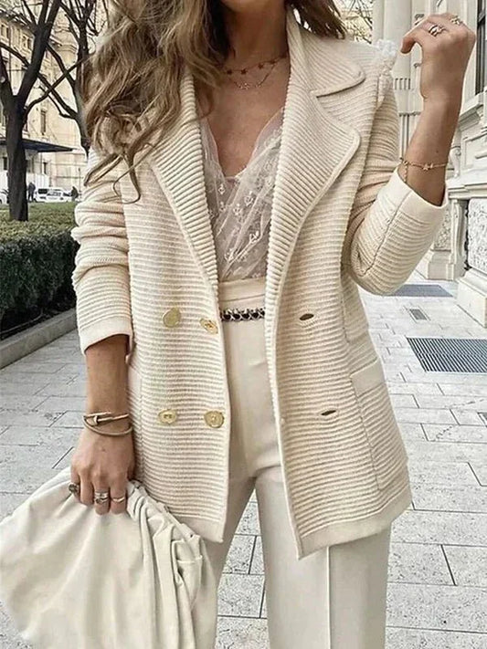 Loredana - Blazer in Maglia Elegante e Versatile Beige