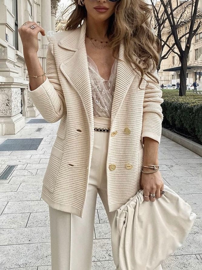 Loredana - Blazer in Maglia Elegante e Versatile Beige