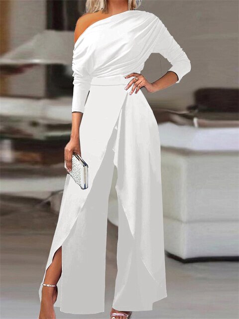 Lorena - Tuta Donna Elegante in Tessuto Leggero Bianco