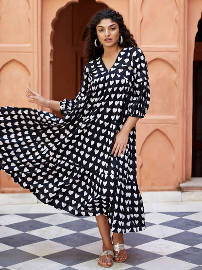 Federica - Abito Maxi Donna Nero in Modal
