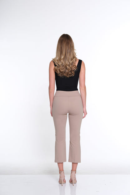 Quirinda - Pantalone Crop Flare Colore Stone Elegante