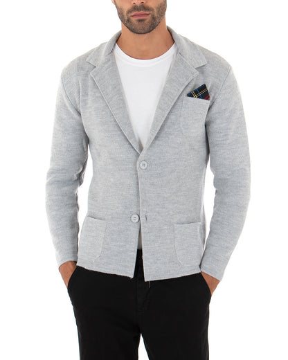 Kirov - Cardigan Uomo Giacca Bottoni Casual Grigio Elegante