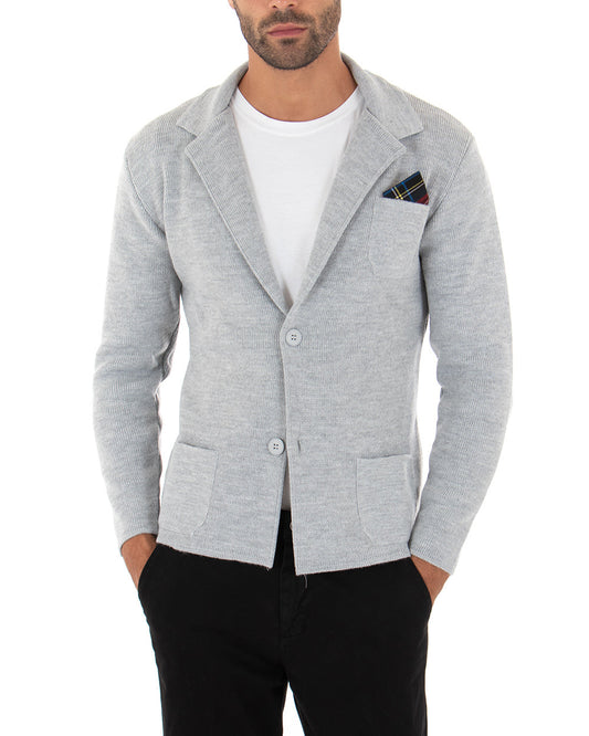 Kirov - Cardigan Uomo Giacca Bottoni Casual Grigio Elegante