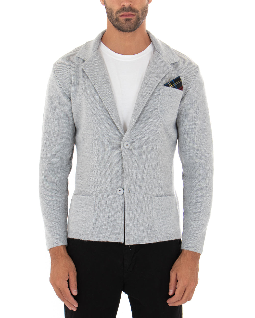 Kirov - Cardigan Uomo Giacca Bottoni Casual Grigio Elegante