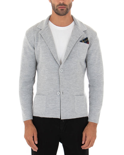 Kirov - Cardigan Uomo Giacca Bottoni Casual Grigio Elegante