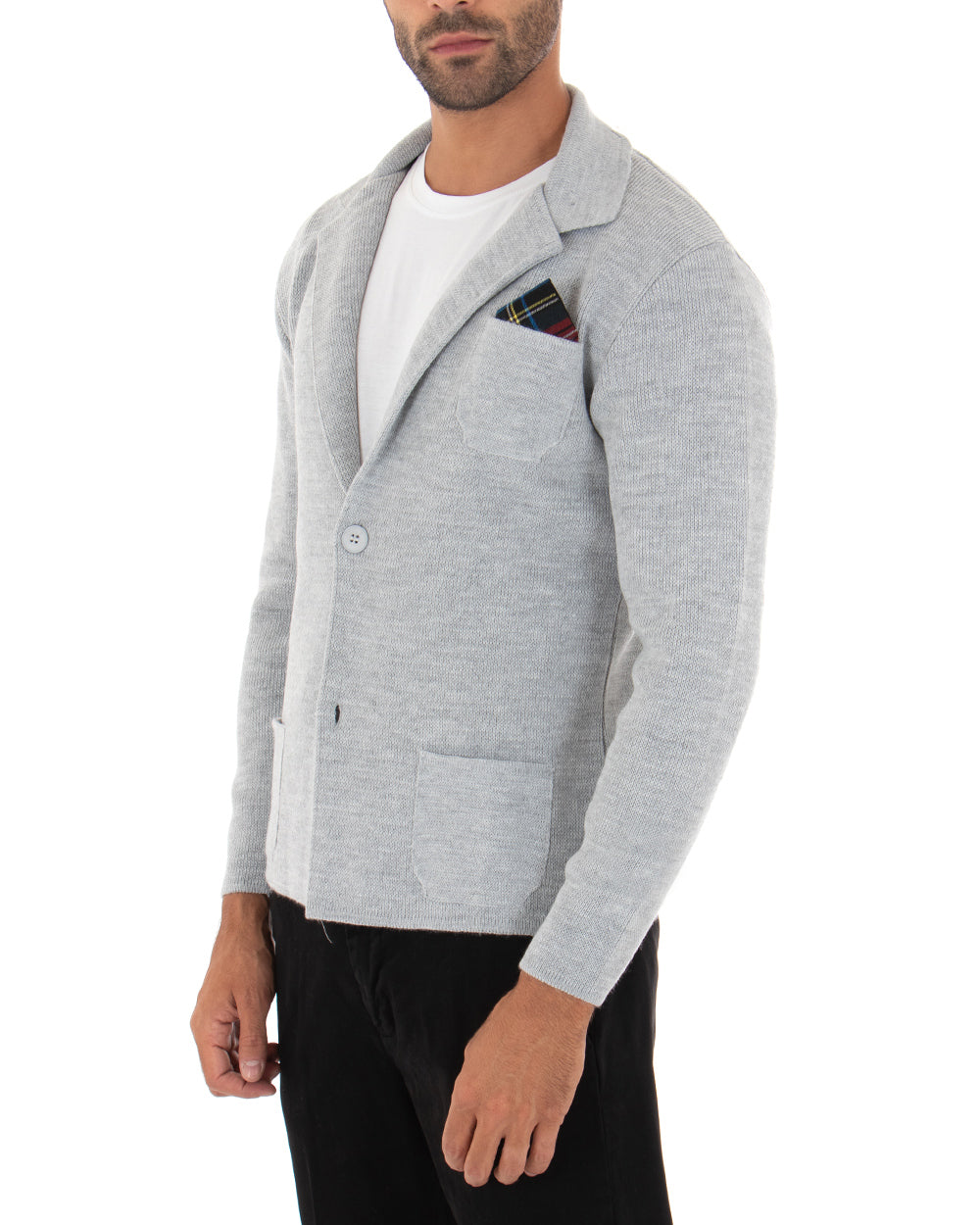 Kirov - Cardigan Uomo Giacca Bottoni Casual Grigio Elegante