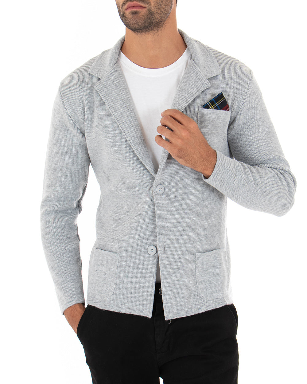 Kirov - Cardigan Uomo Giacca Bottoni Casual Grigio Elegante