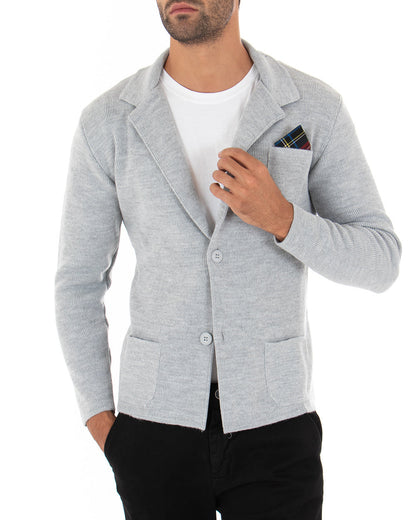 Kirov - Cardigan Uomo Giacca Bottoni Casual Grigio Elegante