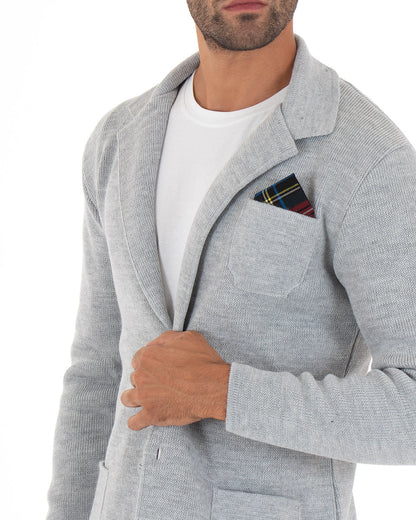 Kirov - Cardigan Uomo Giacca Bottoni Casual Grigio Elegante