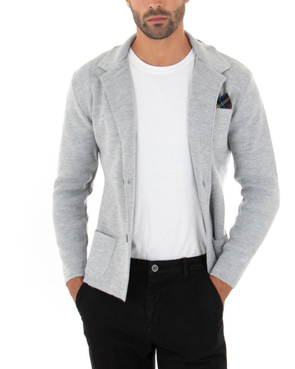 Kirov - Cardigan Uomo Giacca Bottoni Casual Grigio Elegante
