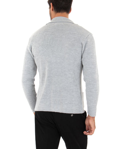 Kirov - Cardigan Uomo Giacca Bottoni Casual Grigio Elegante