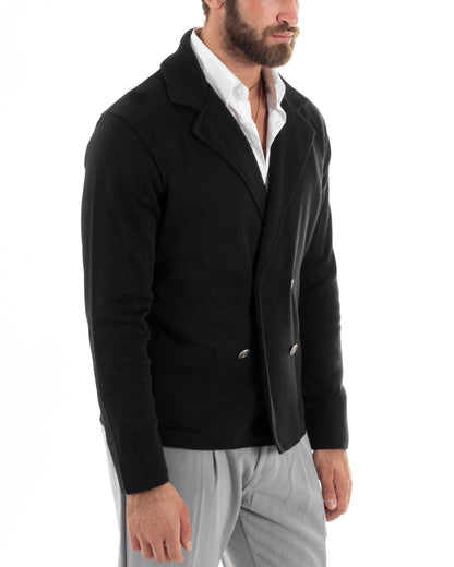 Kian - Cardigan Uomo Doppiopetto Nero Stile Elegante Casual