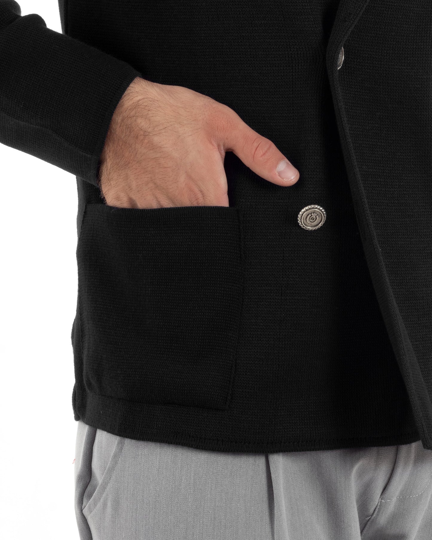 Kian - Cardigan Uomo Doppiopetto Nero Stile Elegante Casual