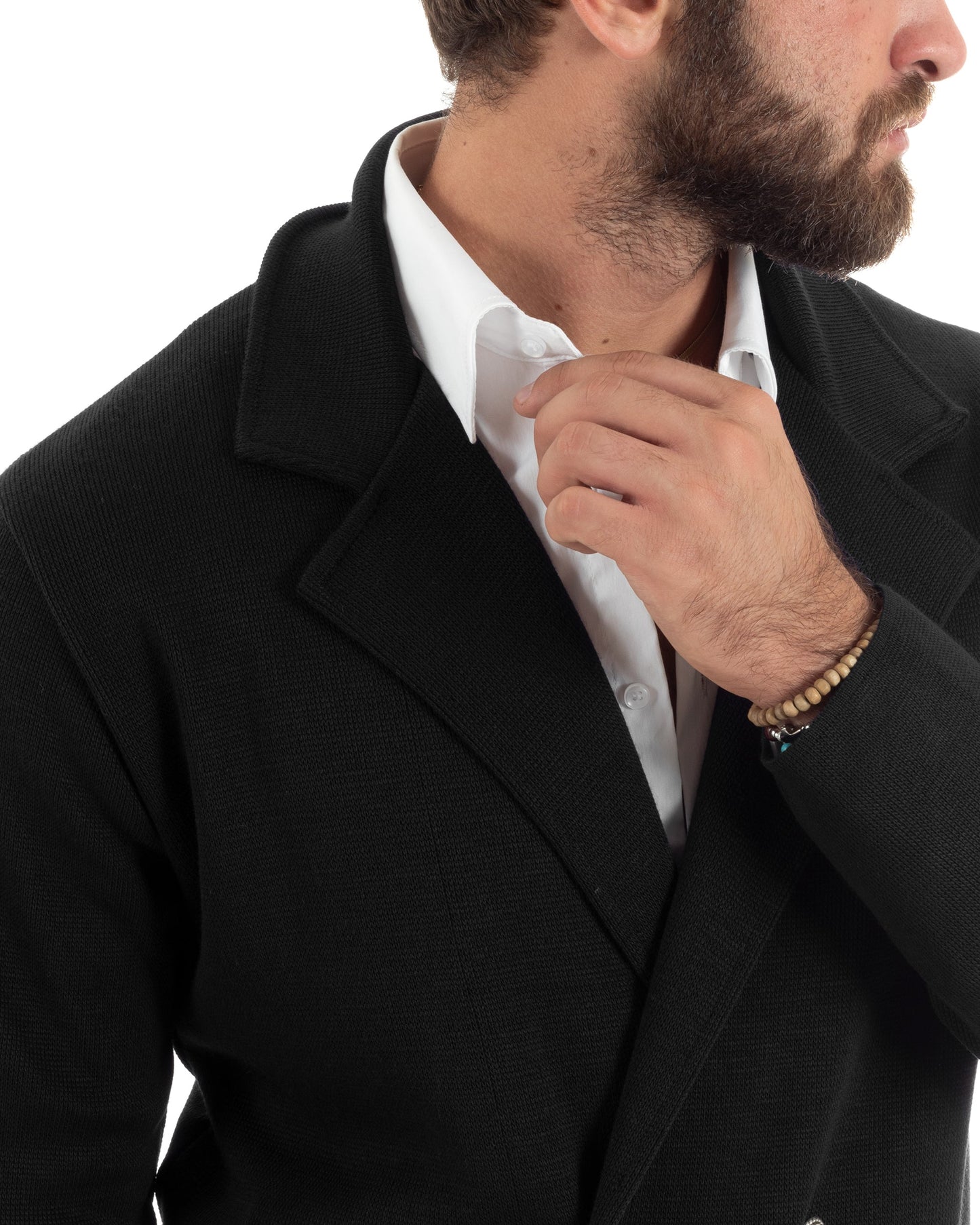 Kian - Cardigan Uomo Doppiopetto Nero Stile Elegante Casual