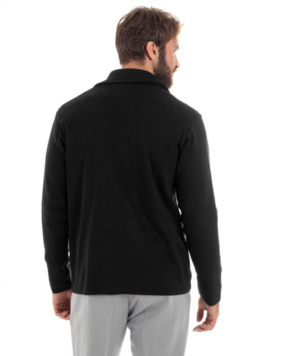 Kian - Cardigan Uomo Doppiopetto Nero Stile Elegante Casual
