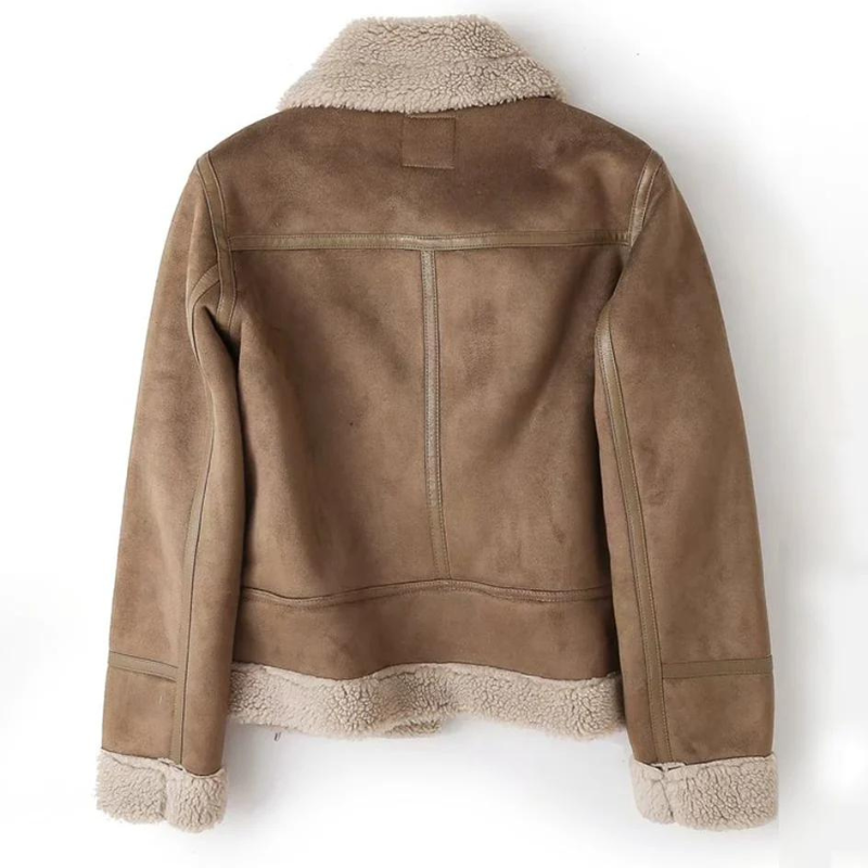Rita - Giacca in Pelle con Fodera Calda in Sherpa
