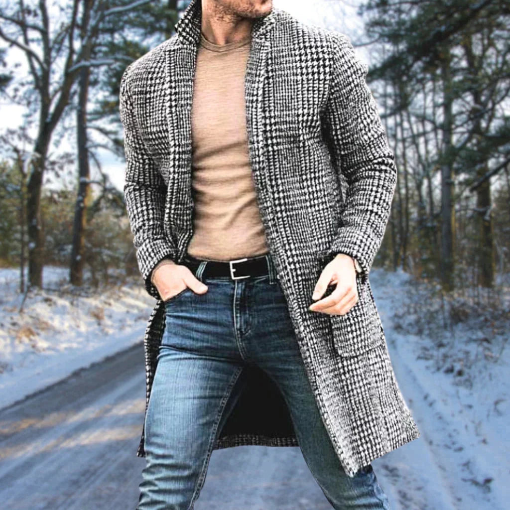 Dante - Cappotto Uomo Quadri Elegante Lunghezza Media