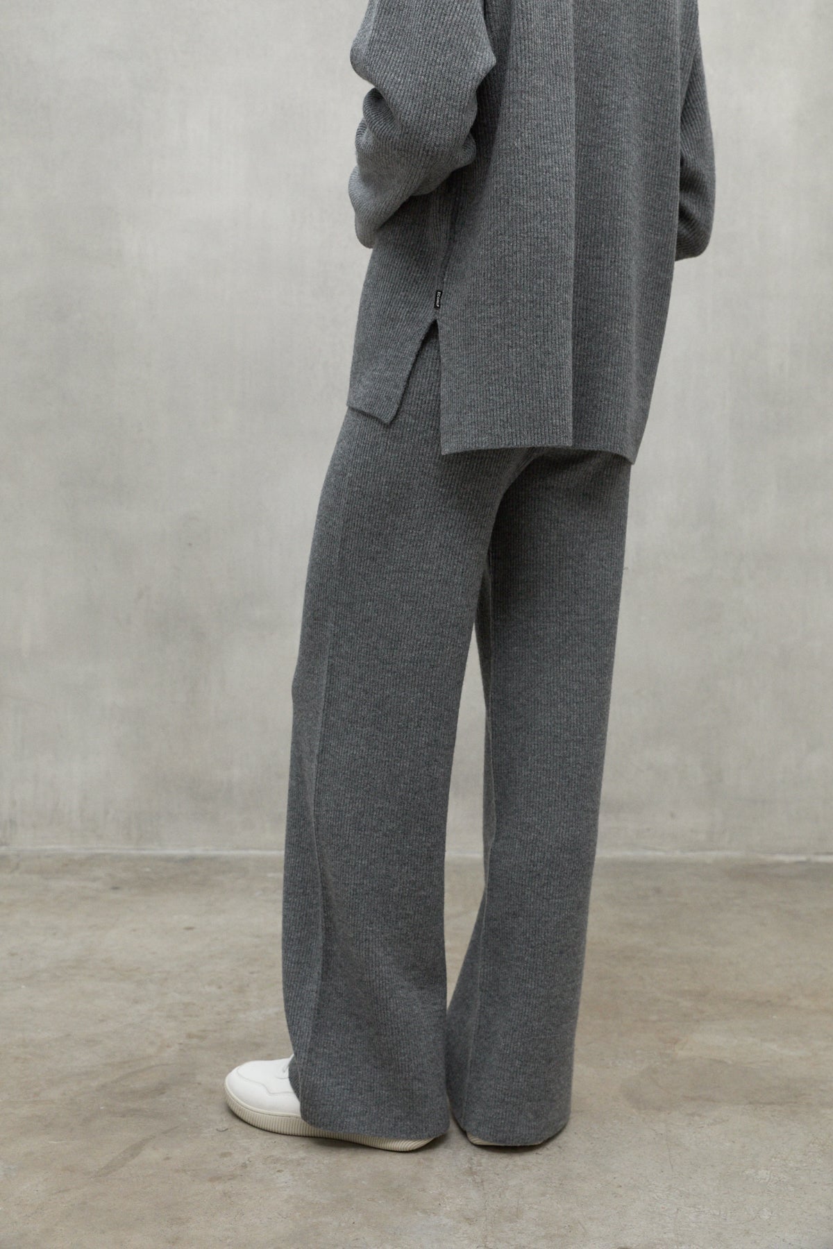 Anabella - Pantalone Donna Grigio Elegante Vita Alta