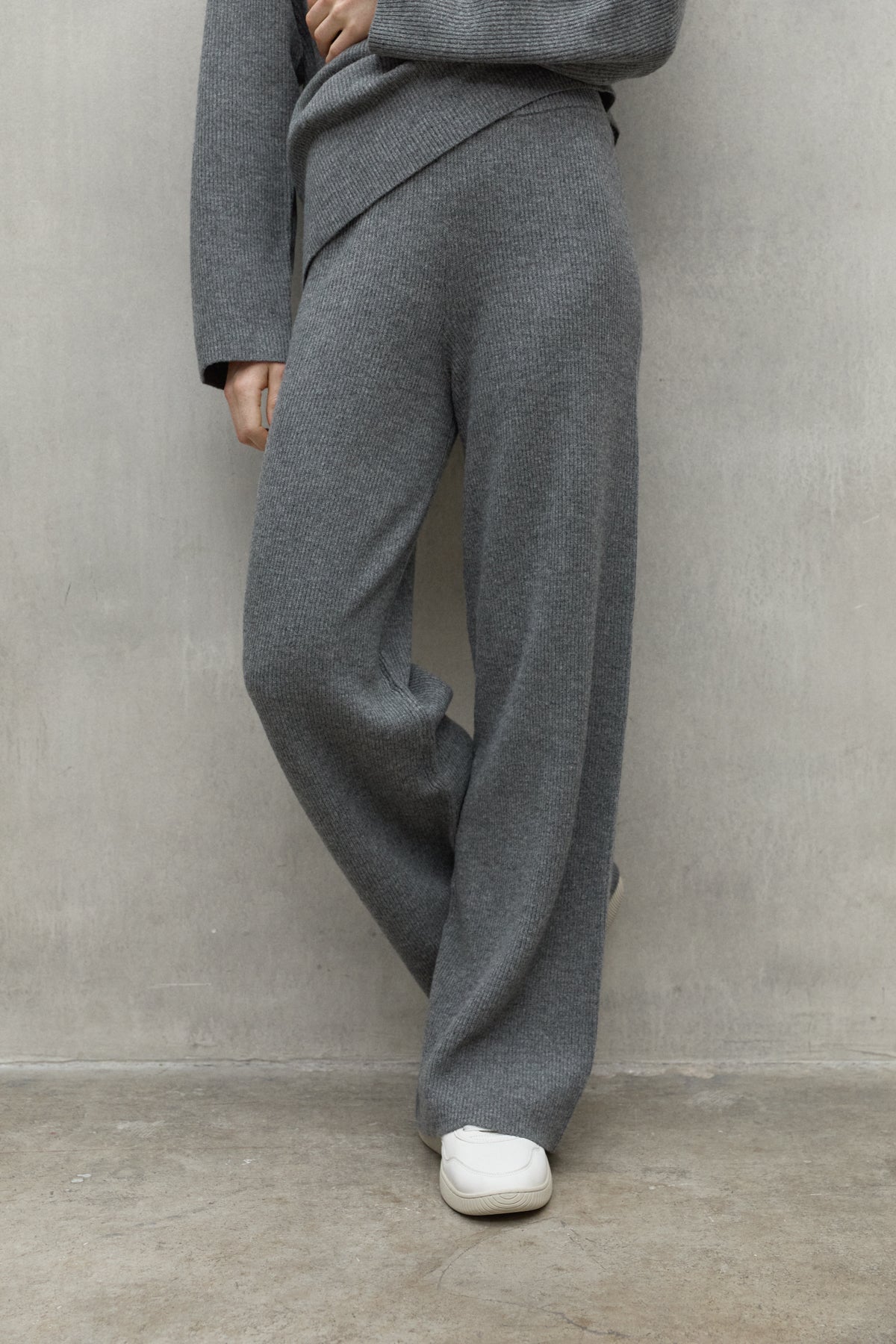 Anabella - Pantalone Donna Grigio Elegante Vita Alta