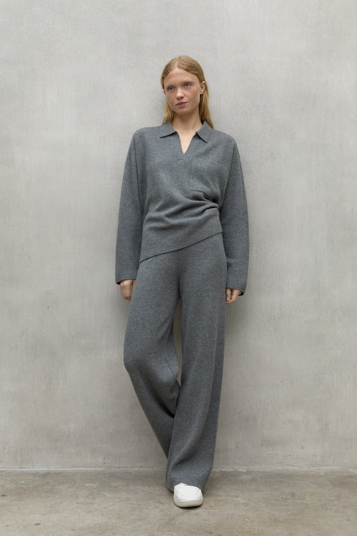 Anabella - Pantalone Donna Grigio Elegante Vita Alta