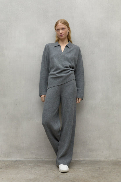 Anabella - Pantalone Donna Grigio Elegante Vita Alta