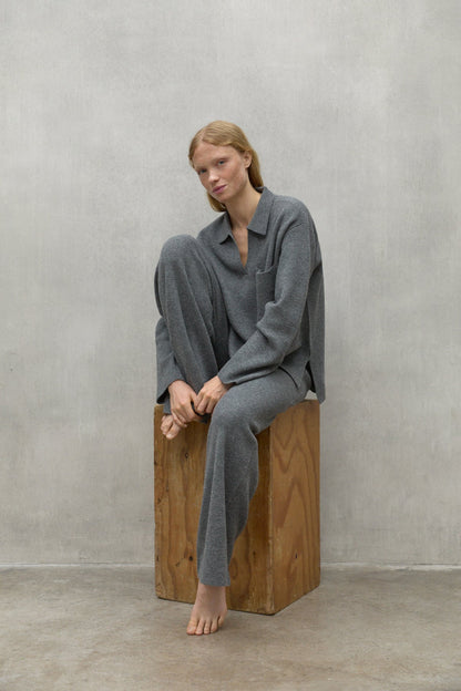 Anabella - Pantalone Donna Grigio Elegante Vita Alta