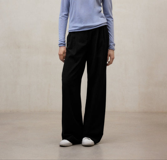 Rinalda - Pantaloni Donna Nero Eleganti Vita Alta