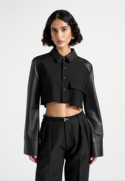 Roberta - Camicia corta donna contrasto nero moderna