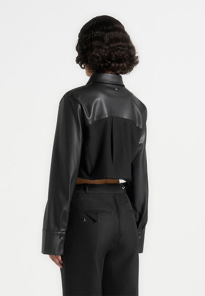 Roberta - Camicia corta donna contrasto nero moderna