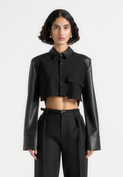 Roberta - Camicia corta donna contrasto nero moderna